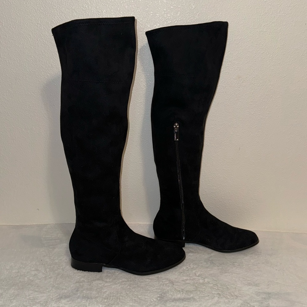 Calvin Klein Black Suede Tall Boots Size 6 Medium